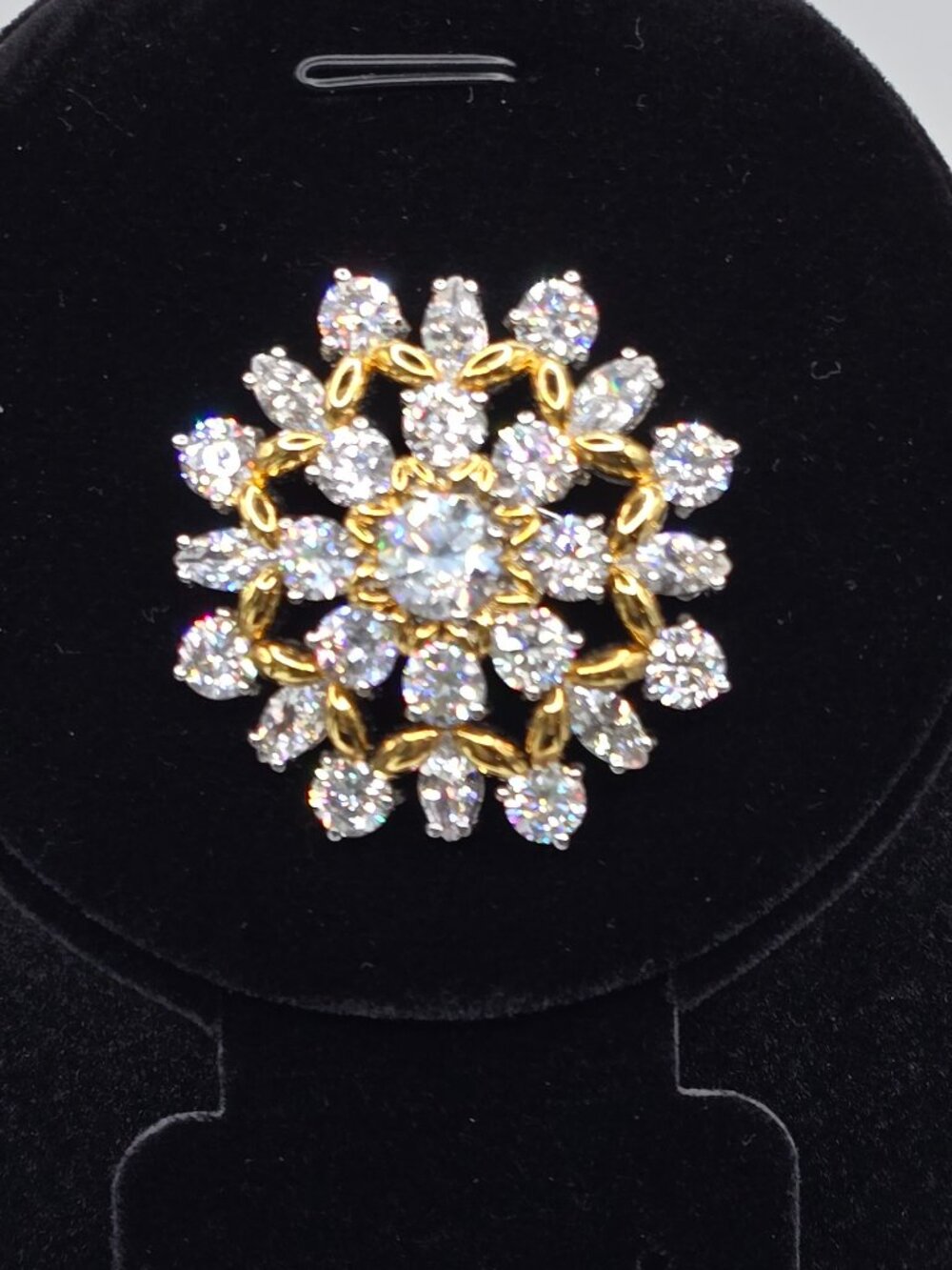 Camrose & Kross Vintage "Audrey Hepburn" Gold Crystal Floral Pin Brooch